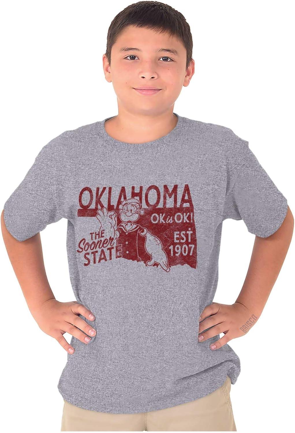 imageBrisco Brands Popeye Cartoon American States Crewneck T Shirts Boy GirlOklahoma