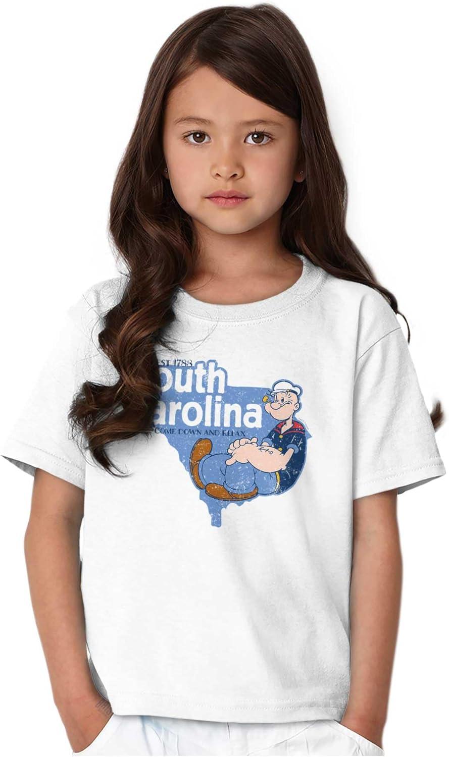 imageBrisco Brands Popeye Cartoon American States Crewneck T Shirts Boy GirlSouth Carolina White