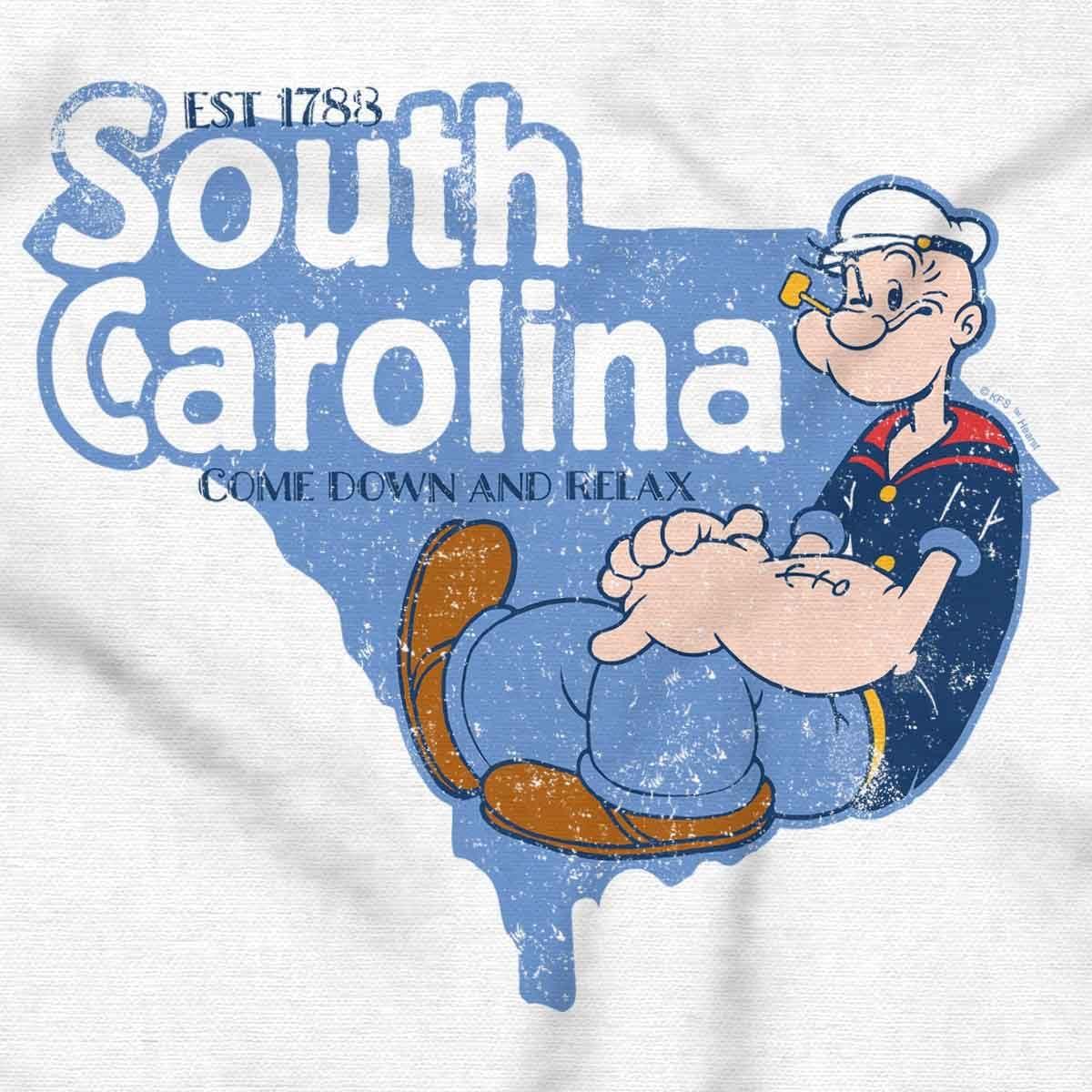imageBrisco Brands Popeye Cartoon American States Crewneck T Shirts Boy GirlSouth Carolina White