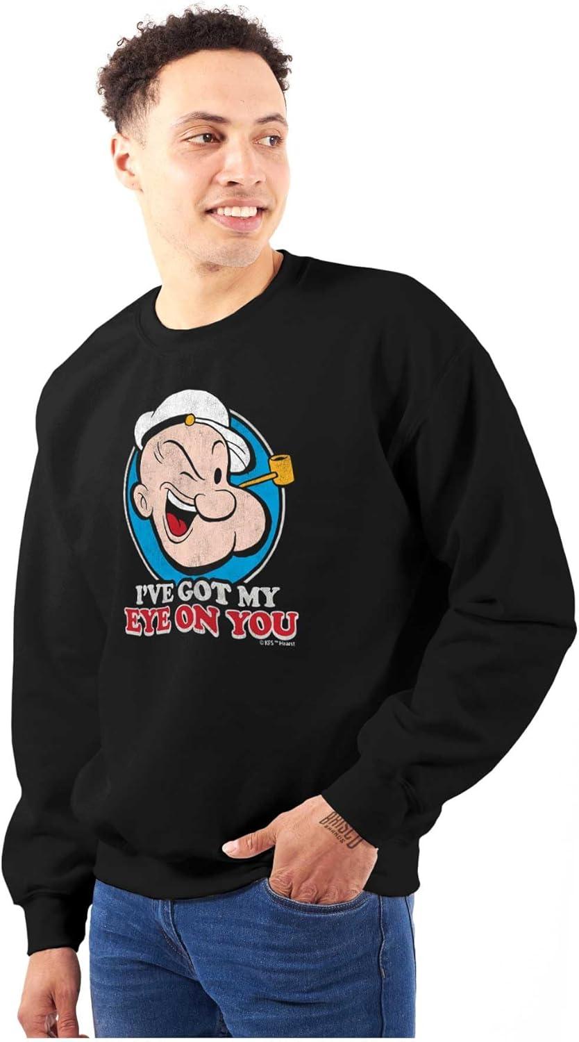 imageBrisco Brands Popeye Ive Got My Eye On You Funny Sweatshirt for Men or WomenBlack