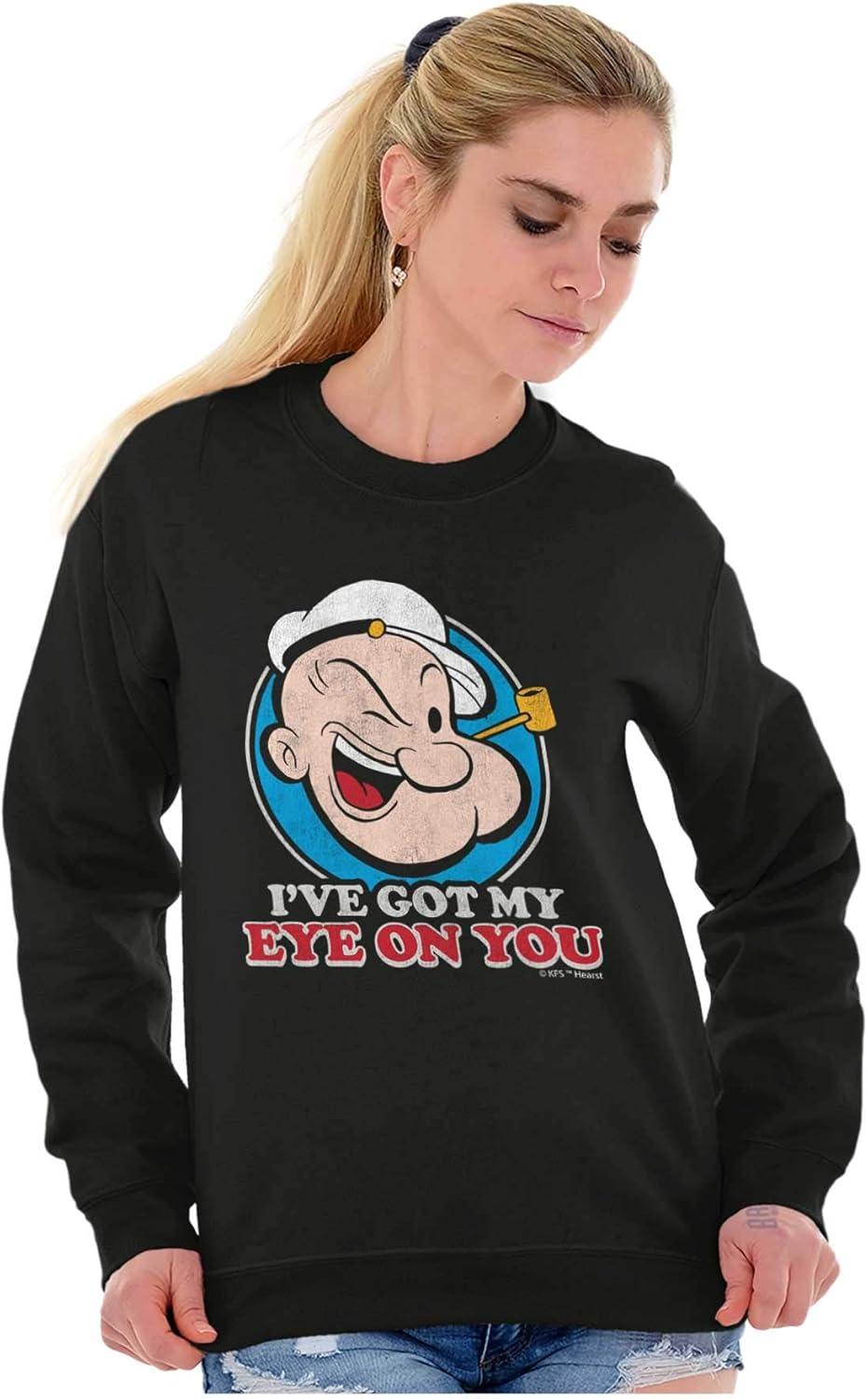 imageBrisco Brands Popeye Ive Got My Eye On You Funny Sweatshirt for Men or WomenBlack