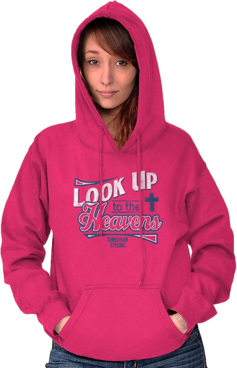 imageChristian Strong Look Up To The Heavens Religious Hoodie Sweatshirt Women Heliconia