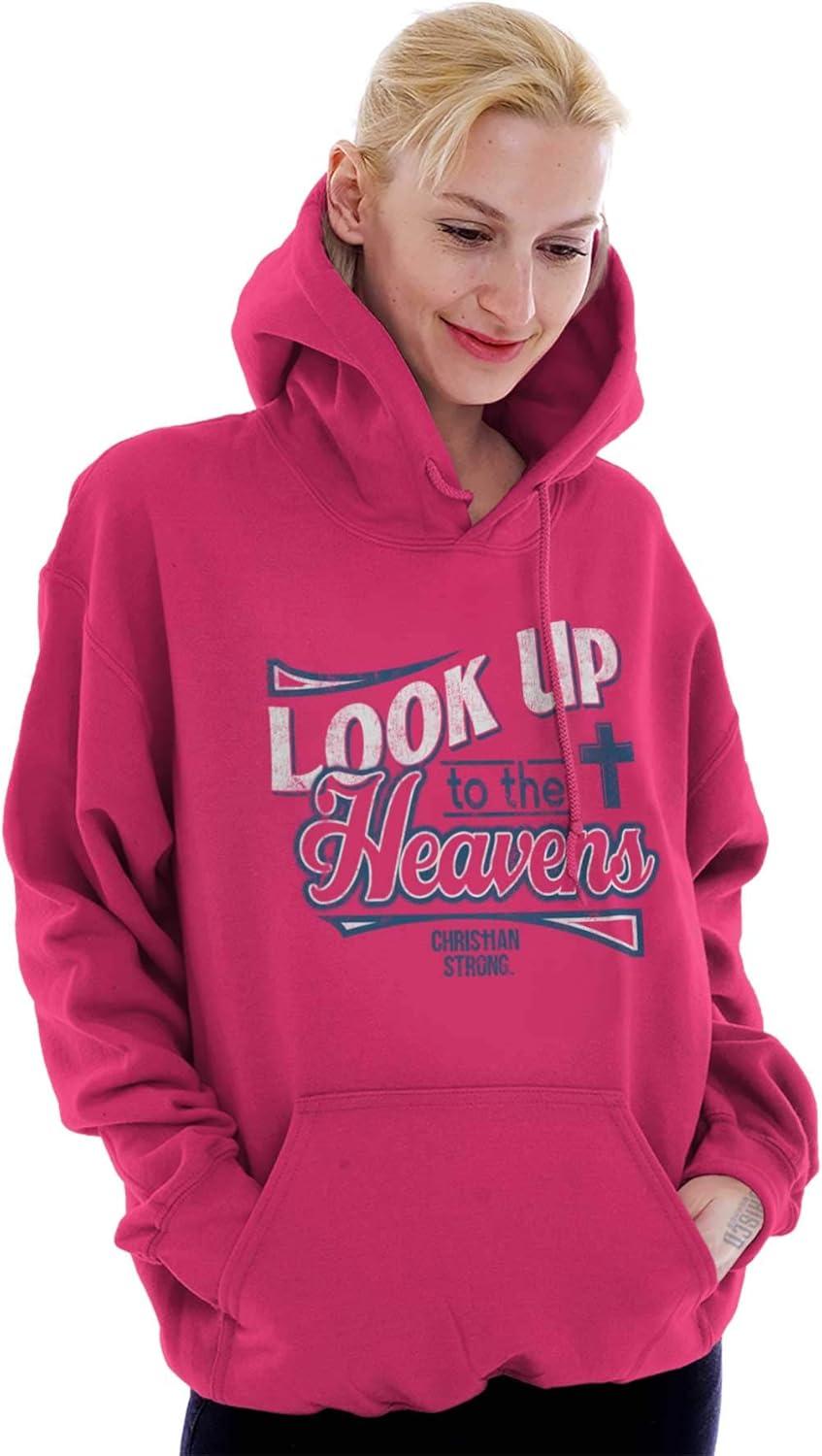 imageChristian Strong Look Up To The Heavens Religious Hoodie Sweatshirt Women Heliconia