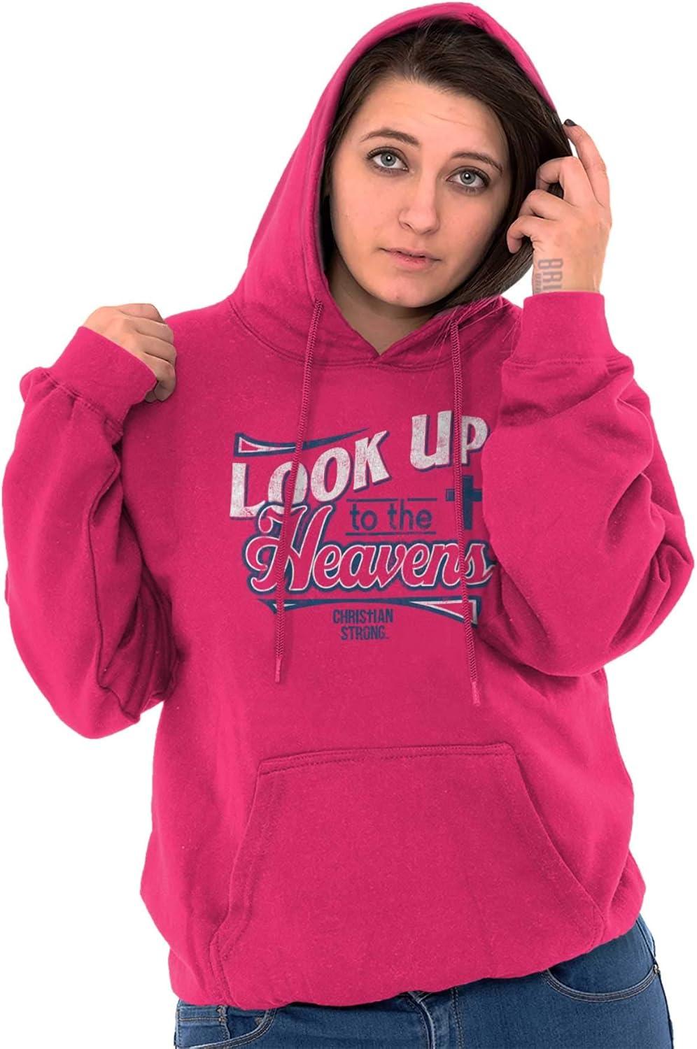 imageChristian Strong Look Up To The Heavens Religious Hoodie Sweatshirt Women Heliconia