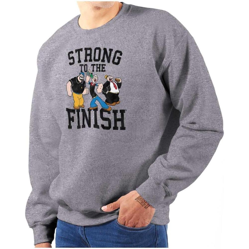 imageBrisco Brands Popeye And Crew Strong To The Finish Sweatshirt for Men or WomenSport Grey
