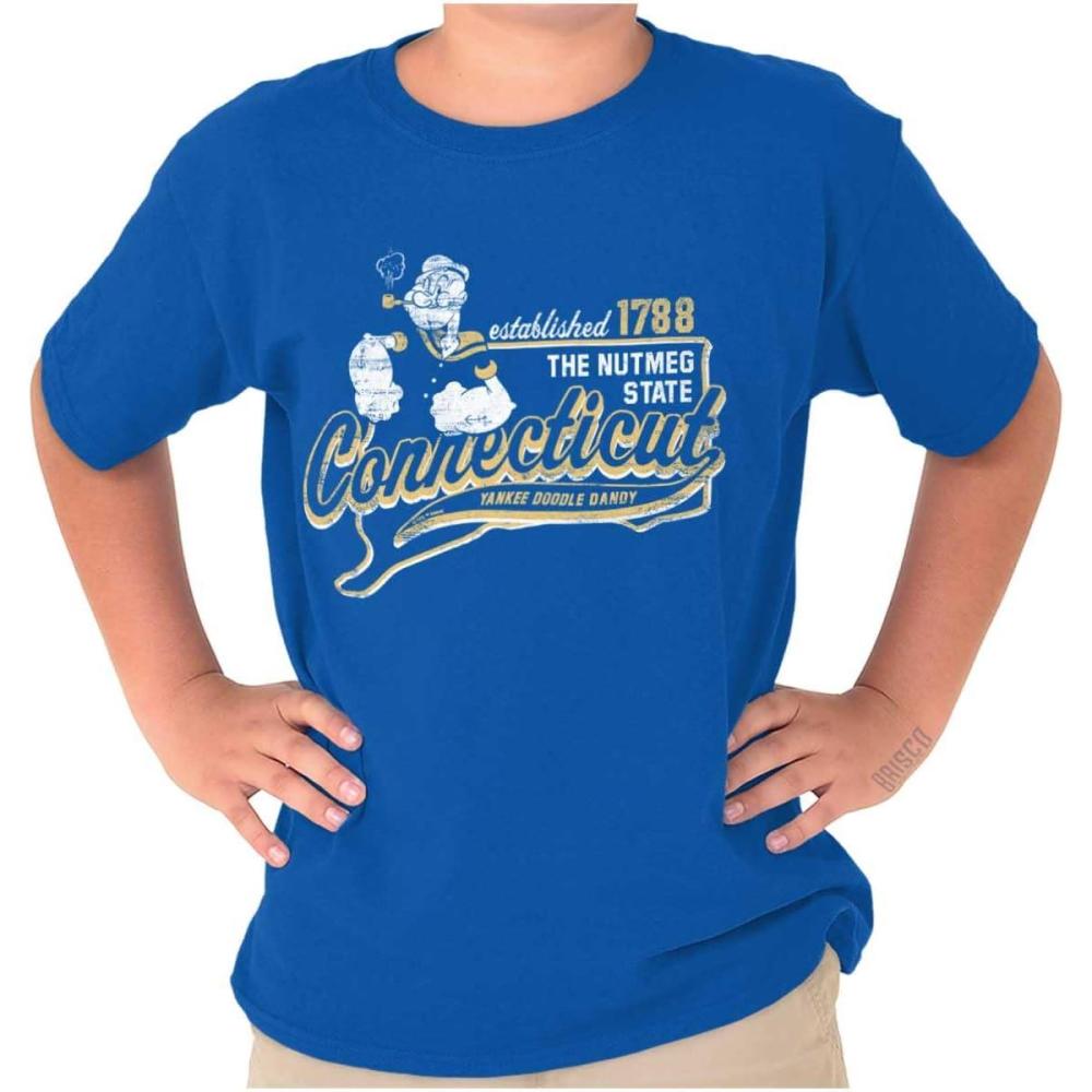 imageBrisco Brands Popeye Cartoon American States Crewneck T Shirts Boy GirlConnecticut
