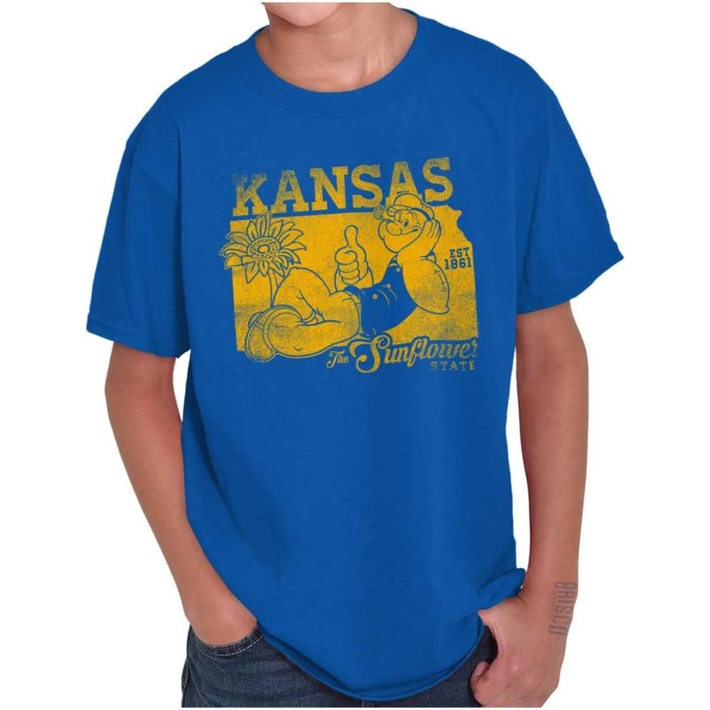 imageBrisco Brands Popeye Cartoon American States Crewneck T Shirts Boy GirlKansas