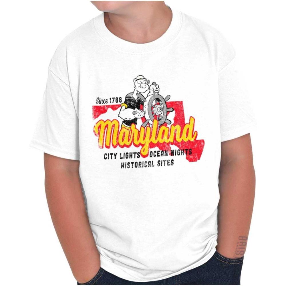 imageBrisco Brands Popeye Cartoon American States Crewneck T Shirts Boy GirlMaryland