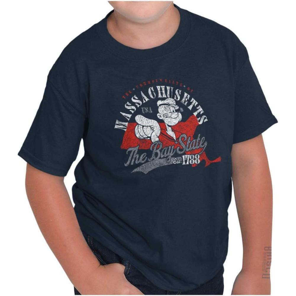 imageBrisco Brands Popeye Cartoon American States Crewneck T Shirts Boy GirlMassachusetts