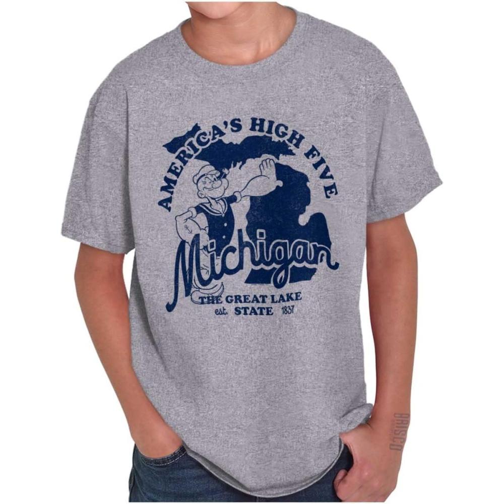 imageBrisco Brands Popeye Cartoon American States Crewneck T Shirts Boy GirlMichigan