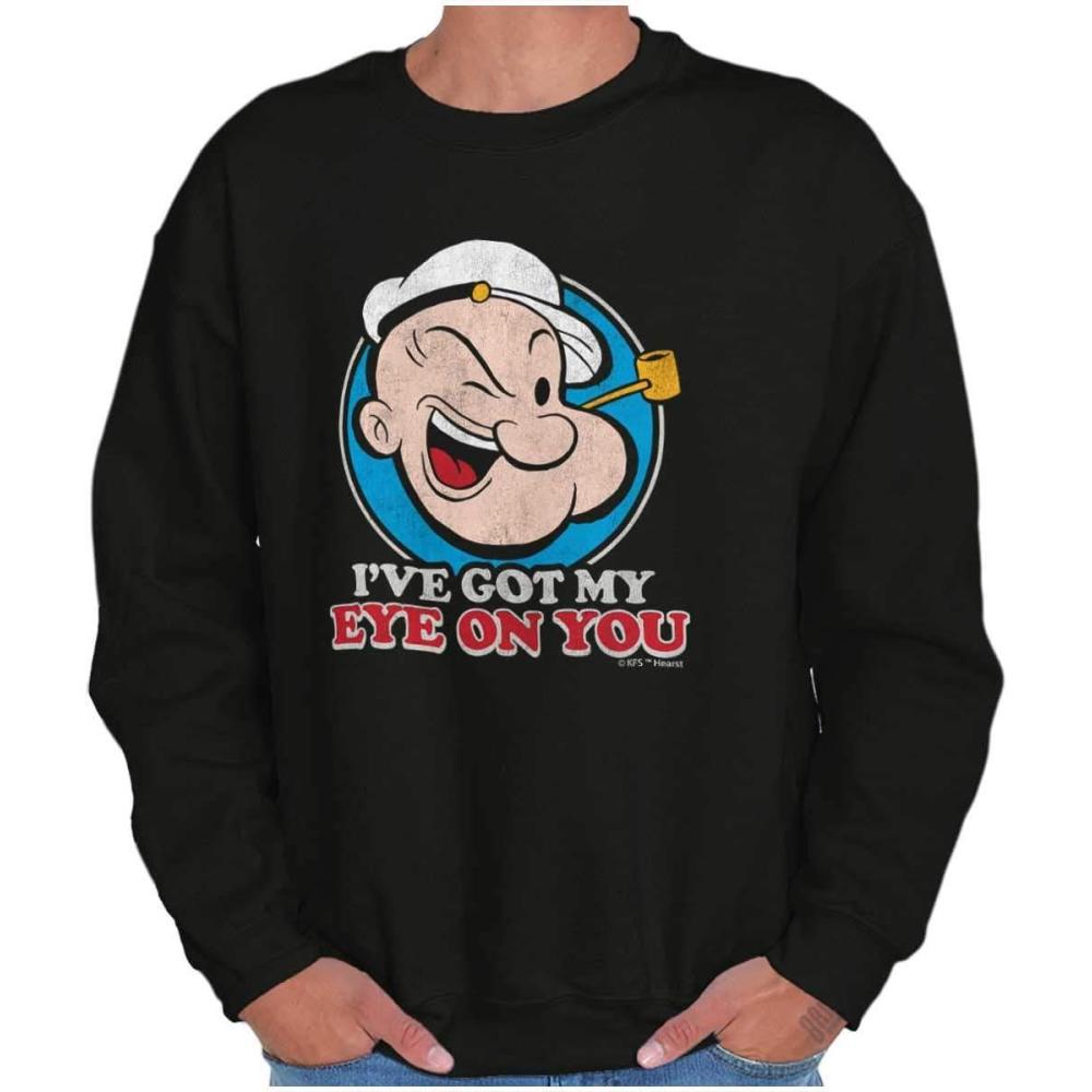 imageBrisco Brands Popeye Ive Got My Eye On You Funny Sweatshirt for Men or WomenBlack