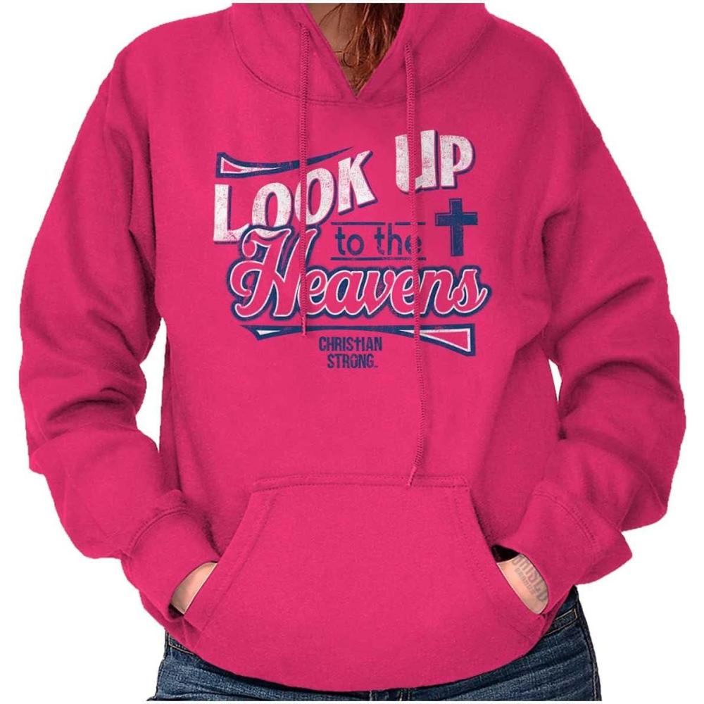 imageChristian Strong Look Up To The Heavens Religious Hoodie Sweatshirt Women Heliconia