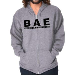 Brisco Brands BAE Black and Educated Kings Queens Zip Up Hoodie Mens Womens(Sport Grey)
