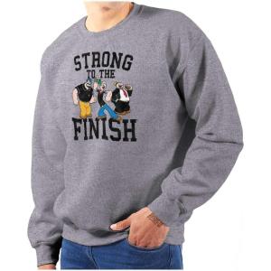Brisco Brands Popeye And Crew Strong To The Finish Sweatshirt for Men or Women(Sport Grey)