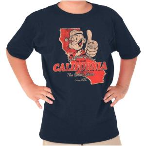 Brisco Brands Popeye Cartoon American States Crewneck T Shirts Boy Girl(California)