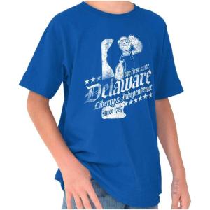 Brisco Brands Popeye Cartoon American States Crewneck T Shirts Boy Girl(Delaware)