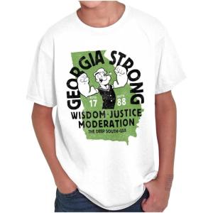 Brisco Brands Popeye Cartoon American States Crewneck T Shirts Boy Girl(Georgia)
