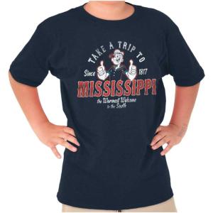 Brisco Brands Popeye Cartoon American States Crewneck T Shirts Boy Girl(Mississippi)