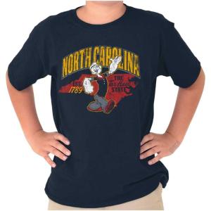 Brisco Brands Popeye Cartoon American States Crewneck T Shirts Boy Girl(North Carolina – Navy)