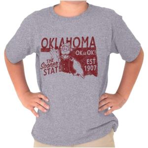 Brisco Brands Popeye Cartoon American States Crewneck T Shirts Boy Girl(Oklahoma)