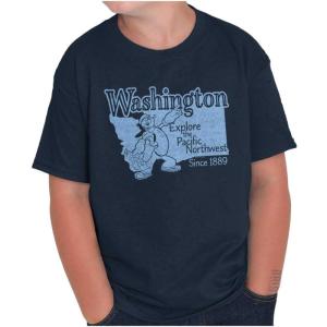 Brisco Brands Popeye Cartoon American States Crewneck T Shirts Boy Girl(Washington)