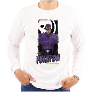 Brisco Brands The Phantom Ghost Who Walks Skull Long Sleeve Tshirt Men Women(White)