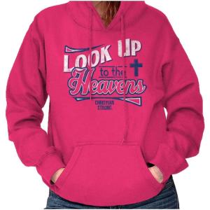 Christian Strong Look Up To The Heavens Religious Hoodie Sweatshirt Women Heliconia