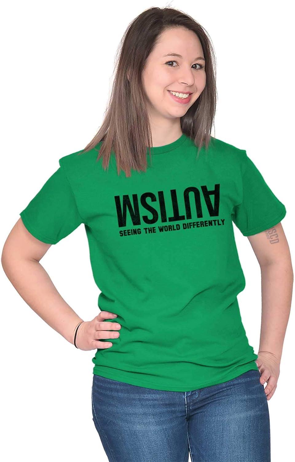 imageBrisco Brands Autism Seeing The World Differently Graphic T Shirt Men or Women Irish Green