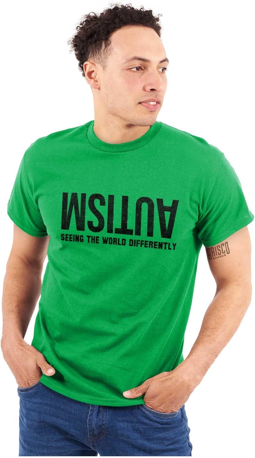 imageBrisco Brands Autism Seeing The World Differently Graphic T Shirt Men or Women Irish Green