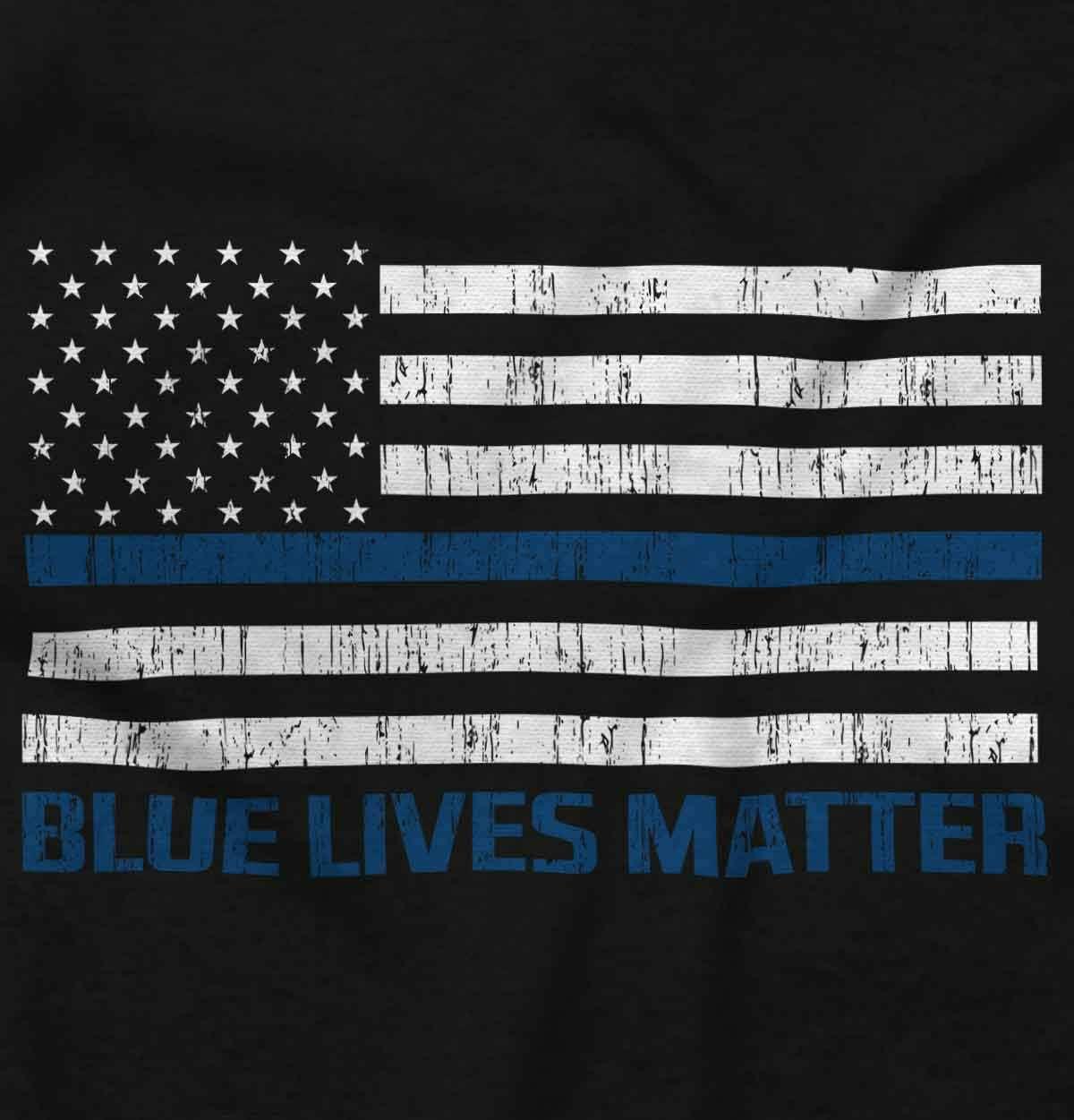 imageBrisco Brands Blue Line American Flag Support Sweatshirt for Men or WomenBlack