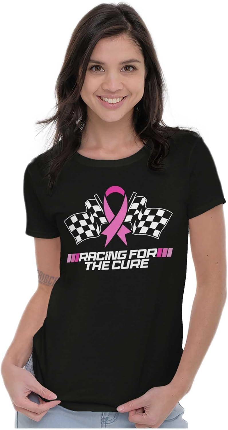 imageBrisco Brands Breast Cancer Racing for The Cure Womens Slim Fit Graphic TeeBlack