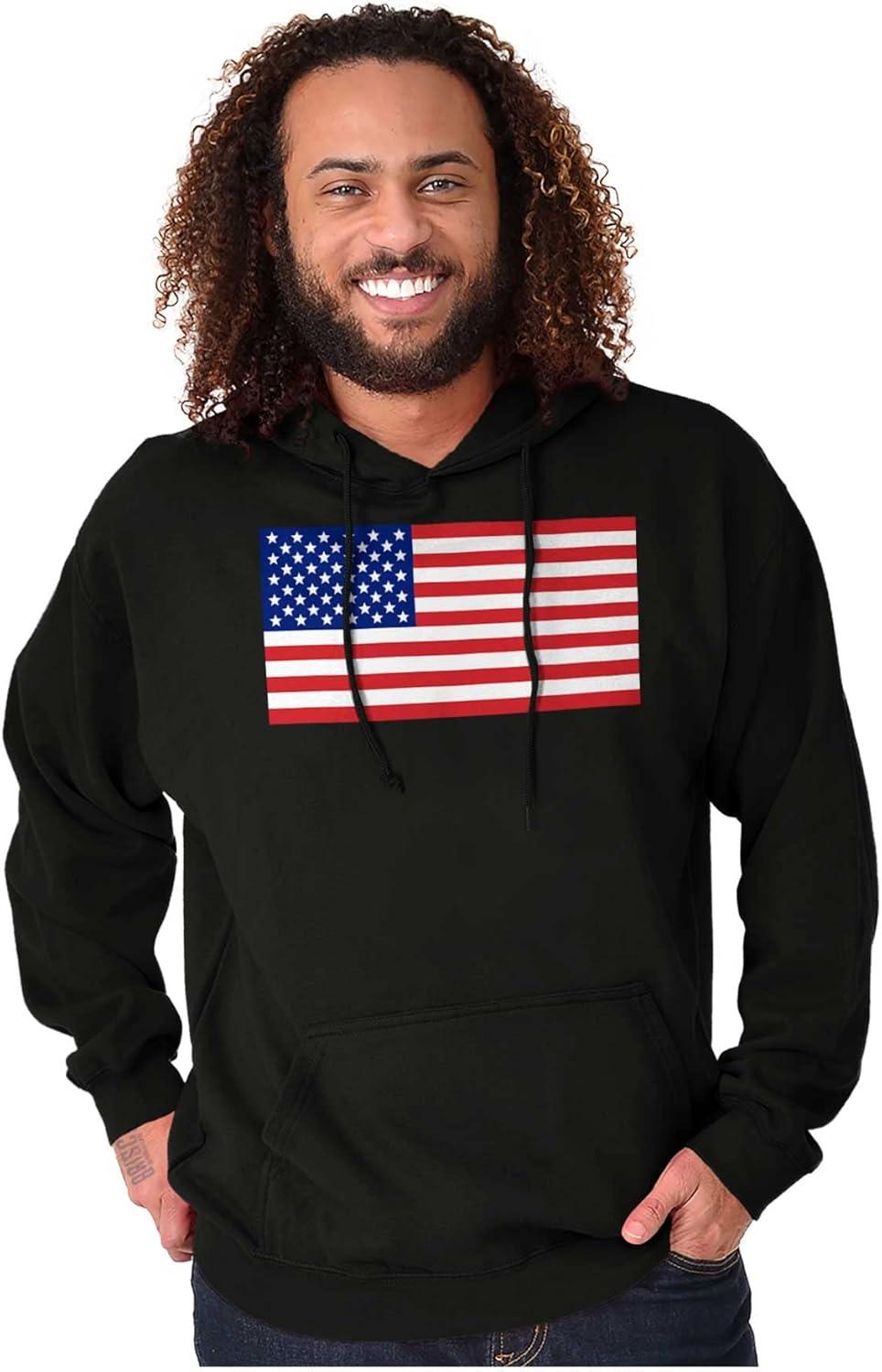 imageBrisco Brands Classic American Flag USA Pride Hoodie Sweatshirt Women MenBlack