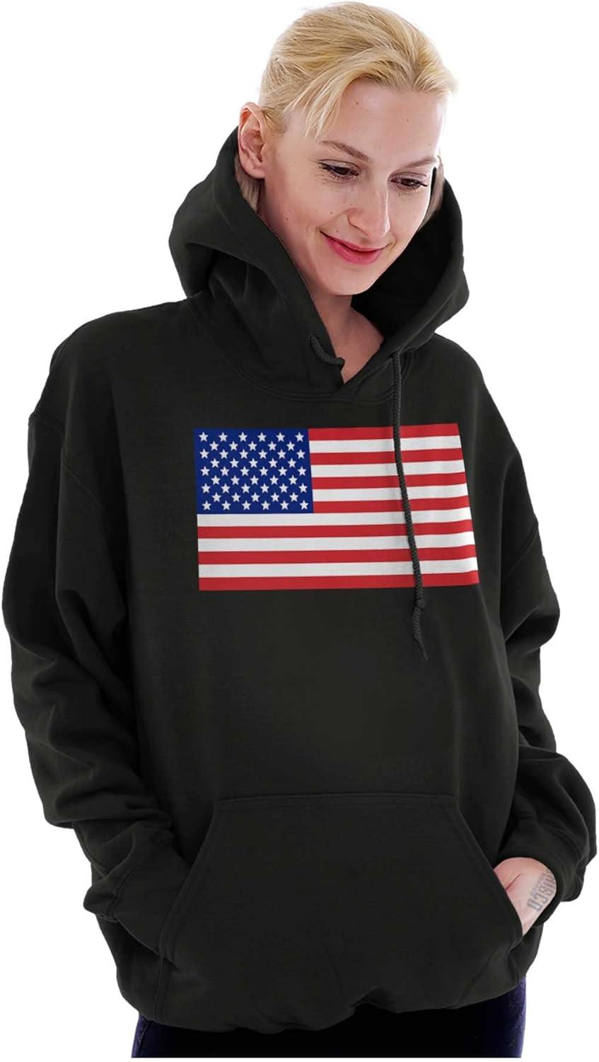 imageBrisco Brands Classic American Flag USA Pride Hoodie Sweatshirt Women MenBlack