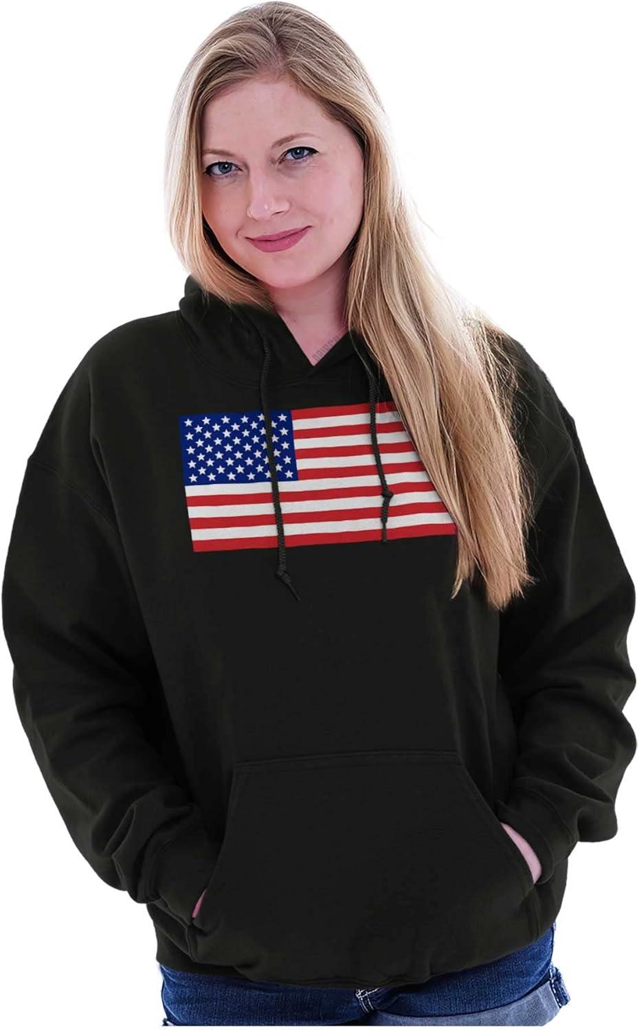 imageBrisco Brands Classic American Flag USA Pride Hoodie Sweatshirt Women MenBlack