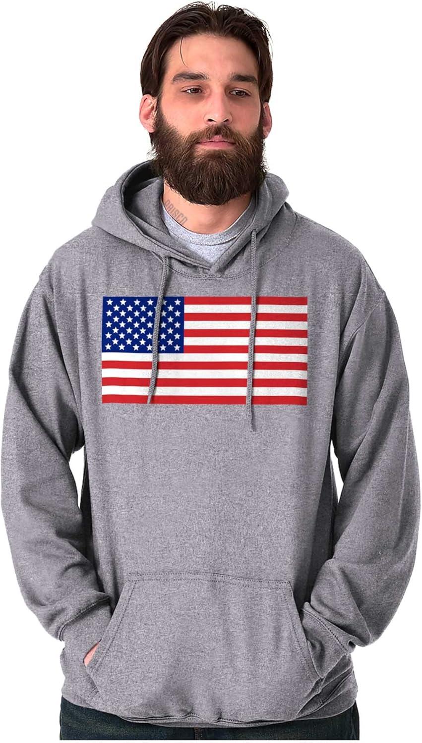 imageBrisco Brands Classic American Flag USA Pride Hoodie Sweatshirt Women MenSport Grey