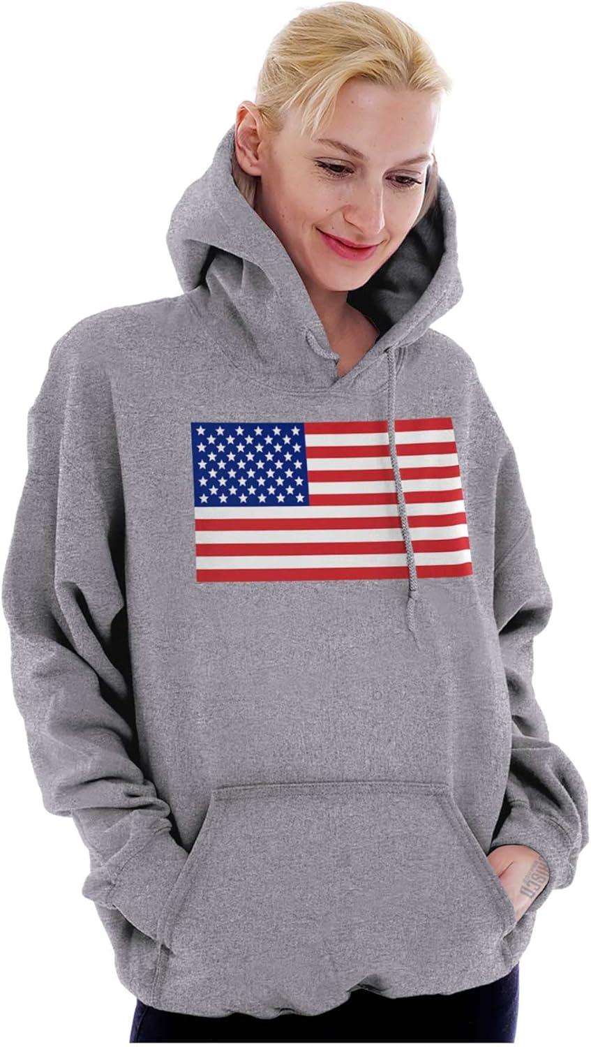 imageBrisco Brands Classic American Flag USA Pride Hoodie Sweatshirt Women MenSport Grey