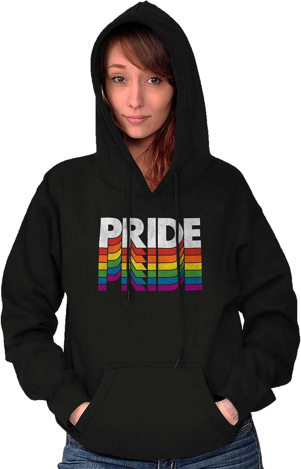 imageBrisco Brands Pride LGBTQ Rainbow Queer Equality Hoodie Sweatshirt Women MenBlack
