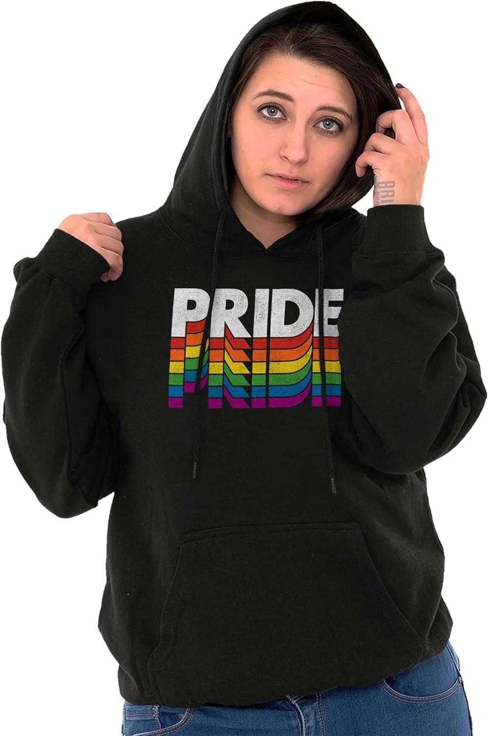 imageBrisco Brands Pride LGBTQ Rainbow Queer Equality Hoodie Sweatshirt Women MenBlack