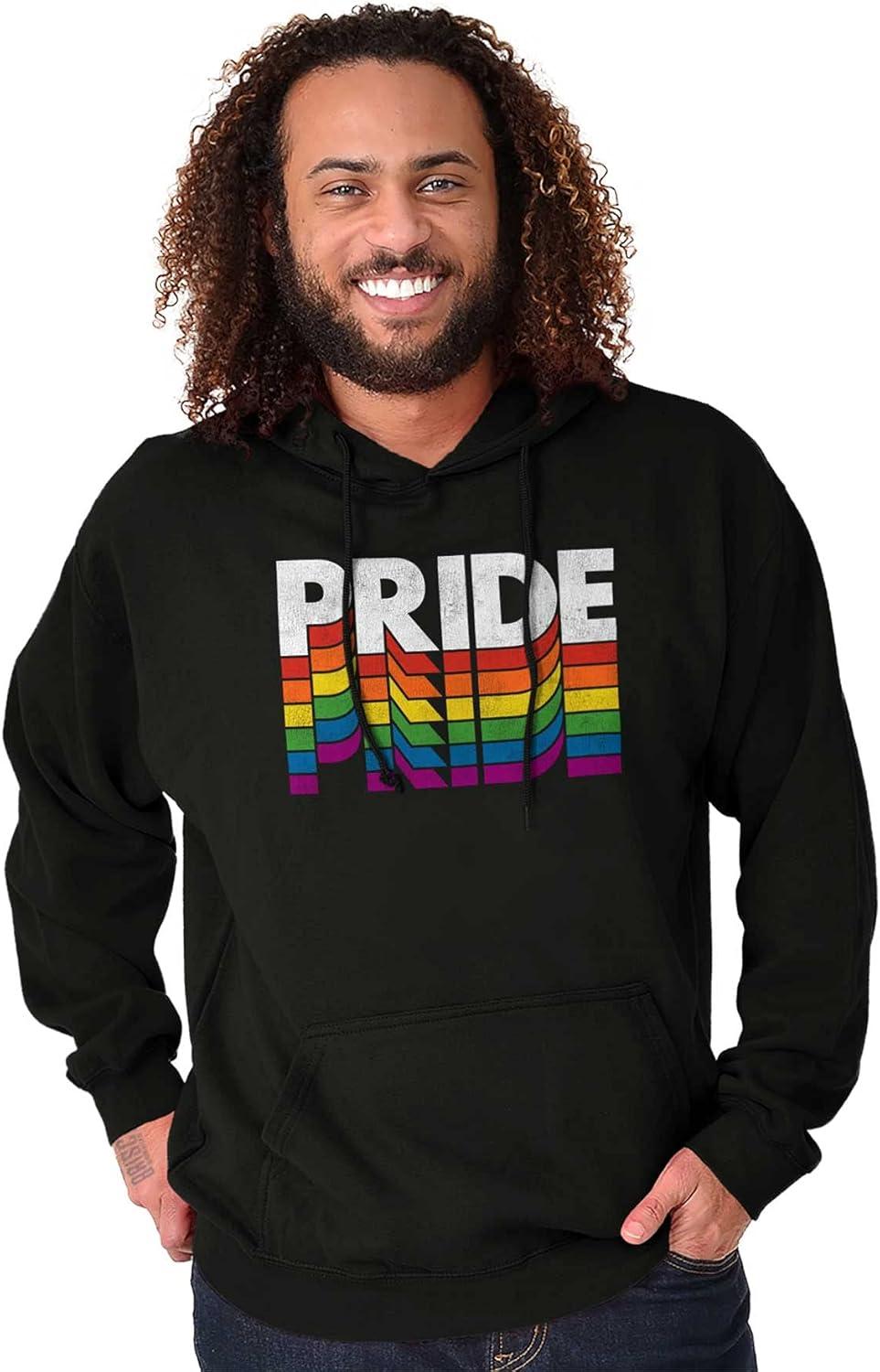 imageBrisco Brands Pride LGBTQ Rainbow Queer Equality Hoodie Sweatshirt Women MenBlack