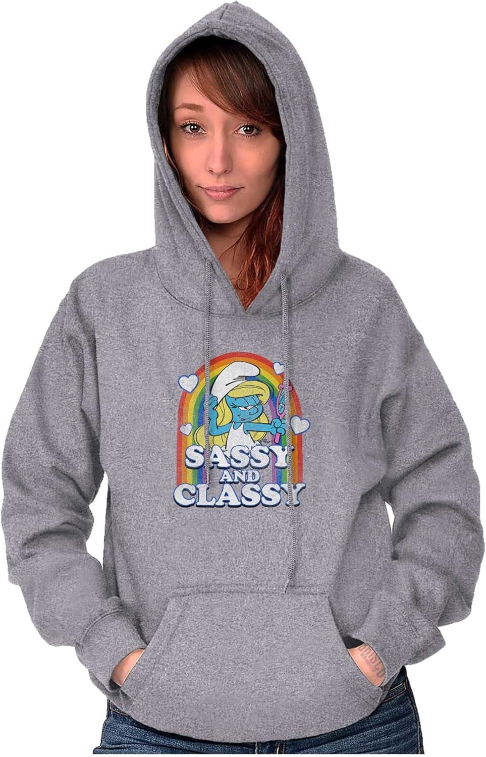 imageBrisco Brands Smurfette Sassy Classy Smurf Rainbow Hoodie Sweatshirt WomenSport Grey