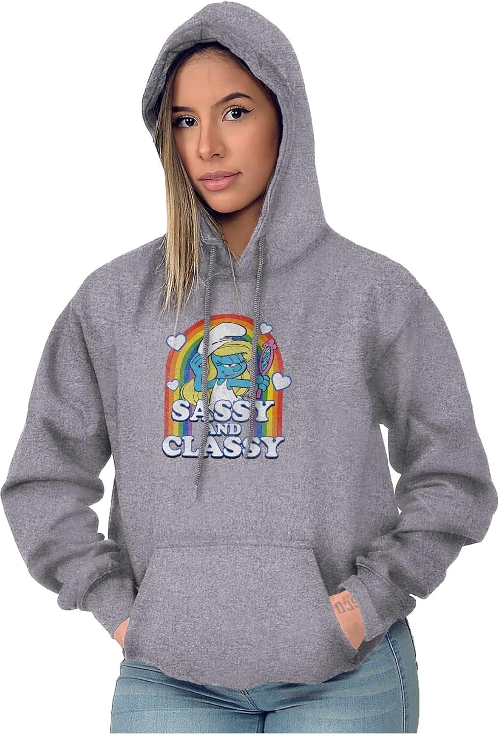 imageBrisco Brands Smurfette Sassy Classy Smurf Rainbow Hoodie Sweatshirt WomenSport Grey