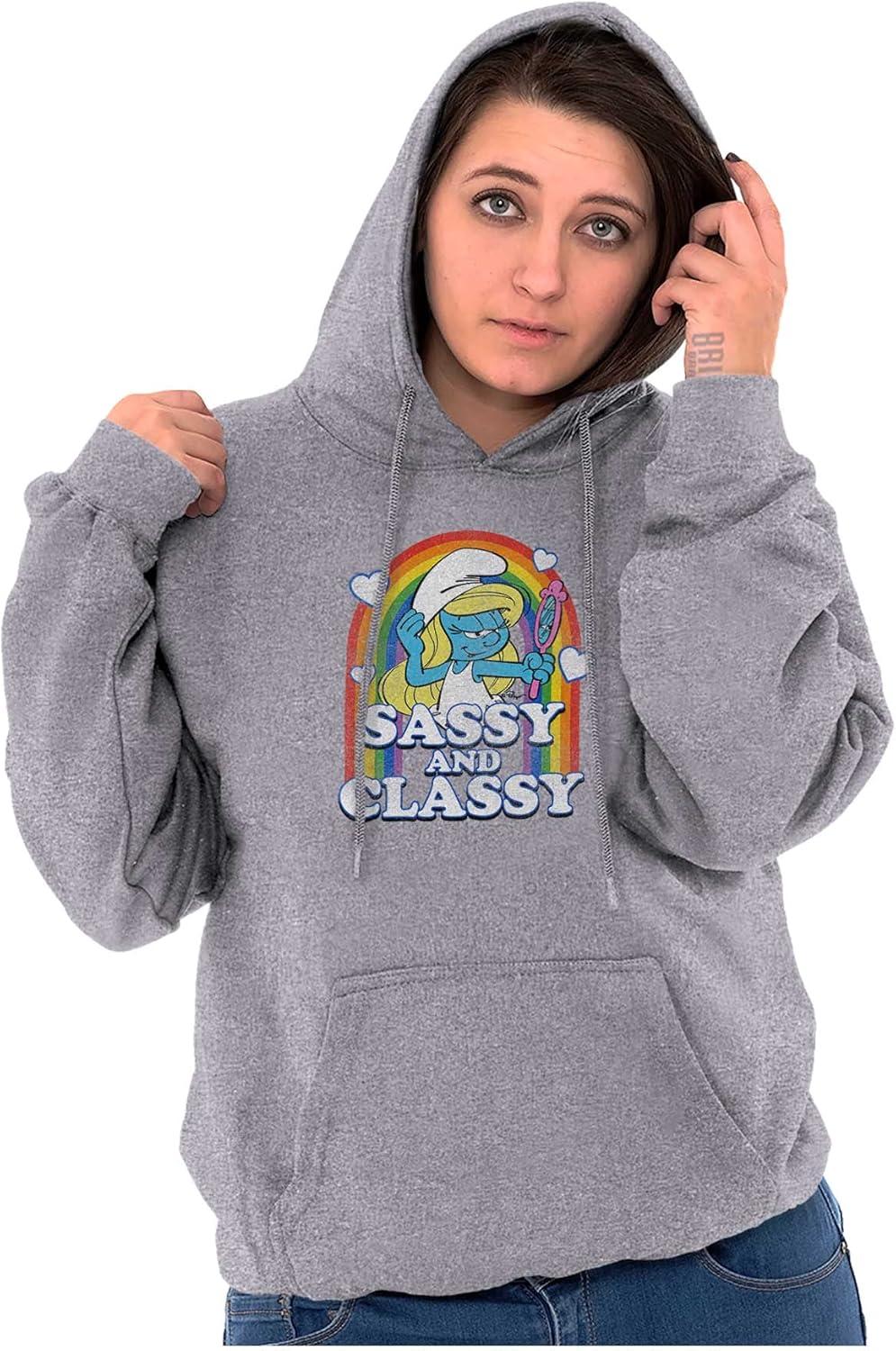 imageBrisco Brands Smurfette Sassy Classy Smurf Rainbow Hoodie Sweatshirt WomenSport Grey