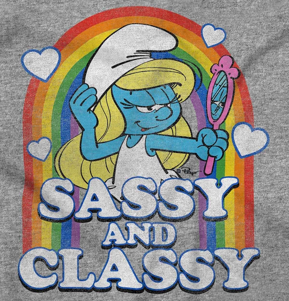 imageBrisco Brands Smurfette Sassy Classy Smurf Rainbow Hoodie Sweatshirt WomenSport Grey