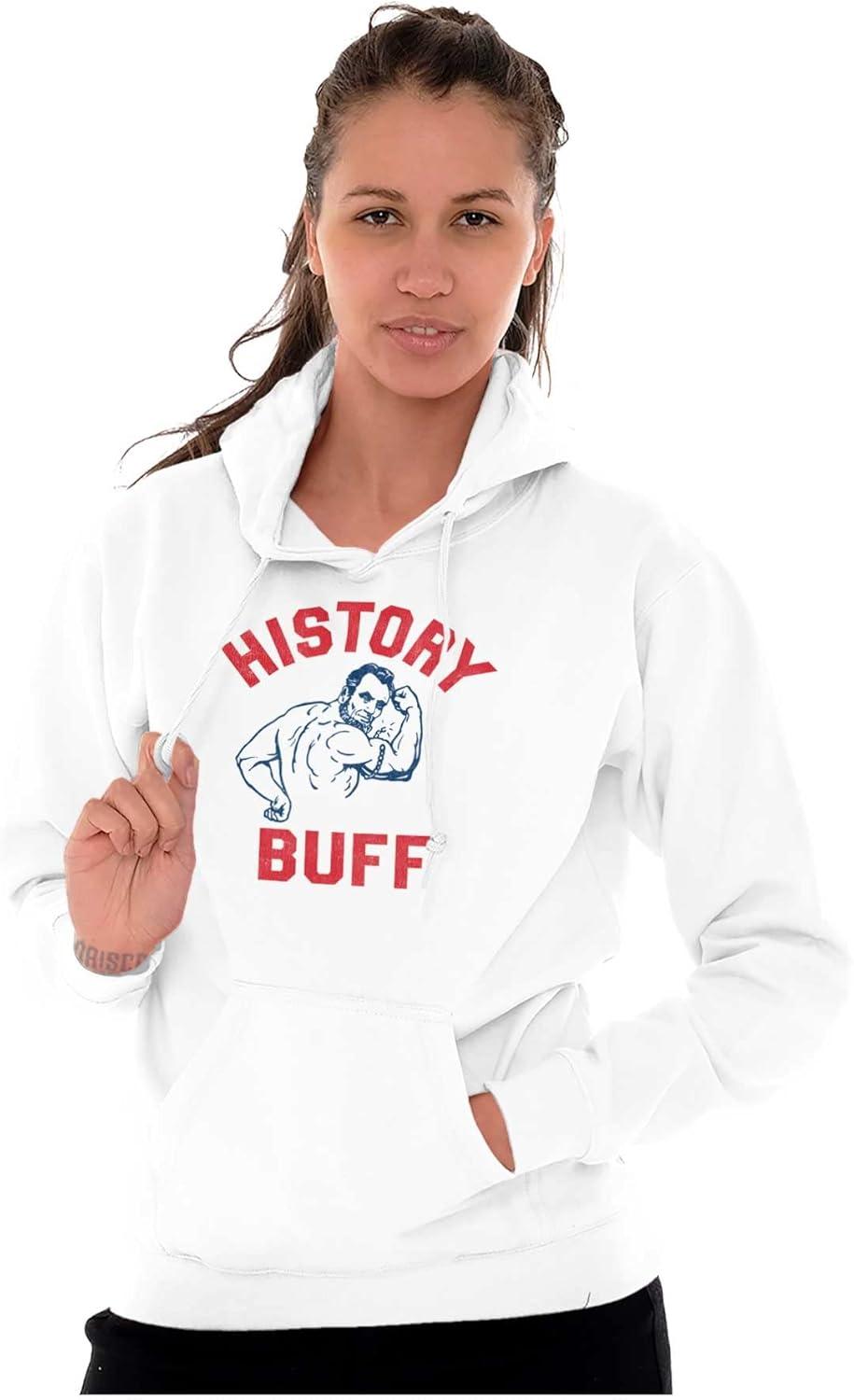 imageBrisco Brands USA History Buff Abe Lincoln Joke Hoodie Sweatshirt Women MenWhite