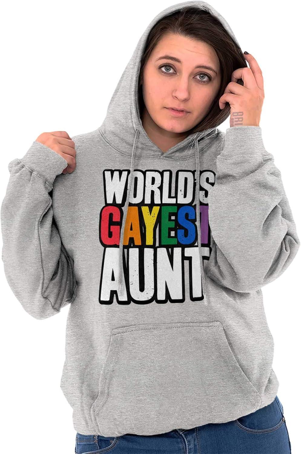 imageBrisco Brands Worlds Gayest Aunt LGBTQ Family Pride Hoodie Sweatshirt WomenSport Grey