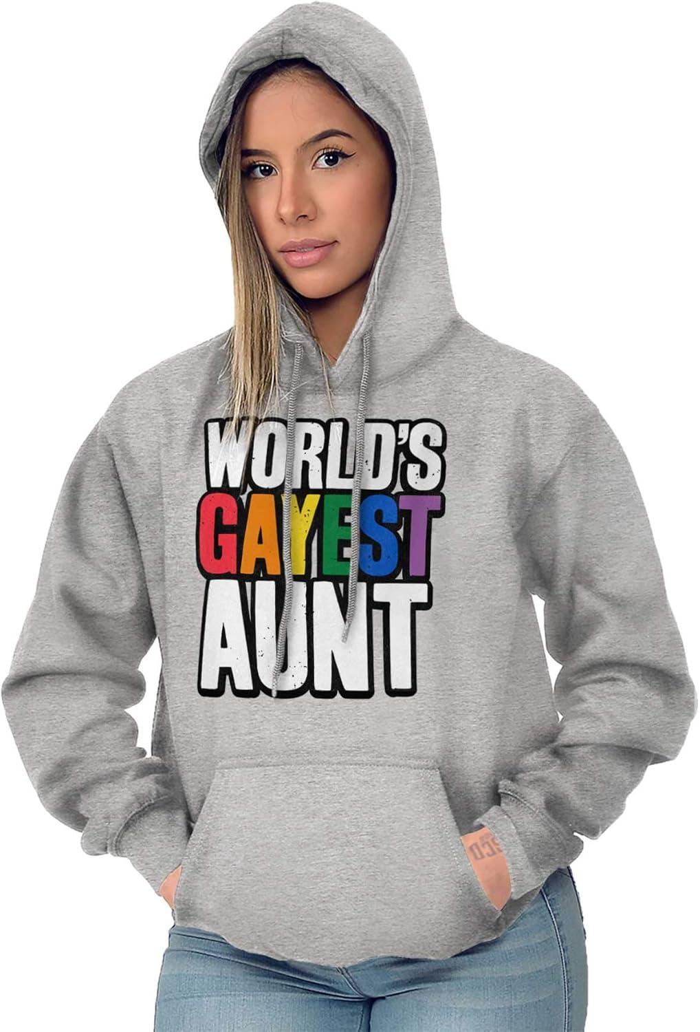 imageBrisco Brands Worlds Gayest Aunt LGBTQ Family Pride Hoodie Sweatshirt WomenSport Grey