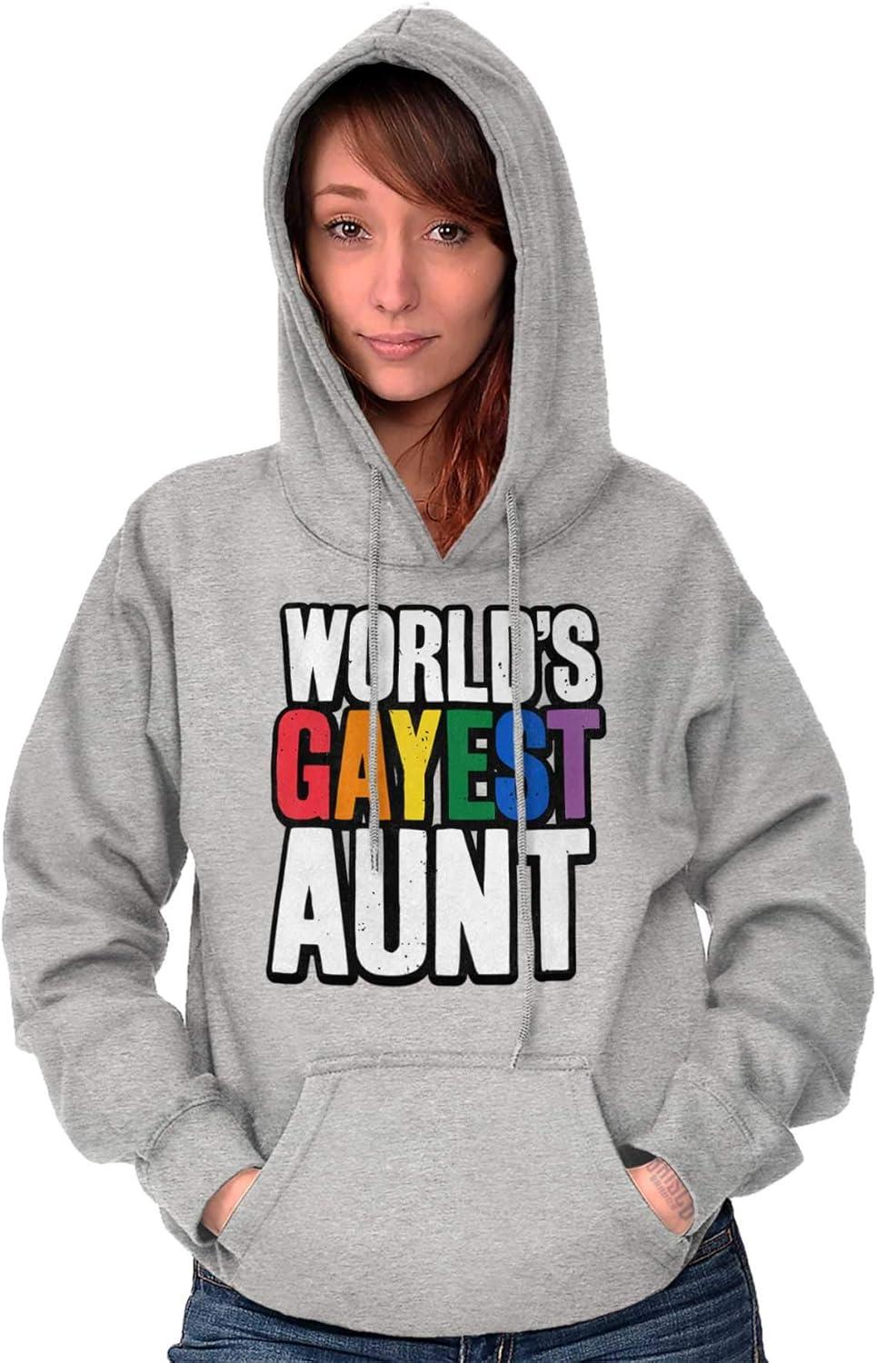 imageBrisco Brands Worlds Gayest Aunt LGBTQ Family Pride Hoodie Sweatshirt WomenSport Grey