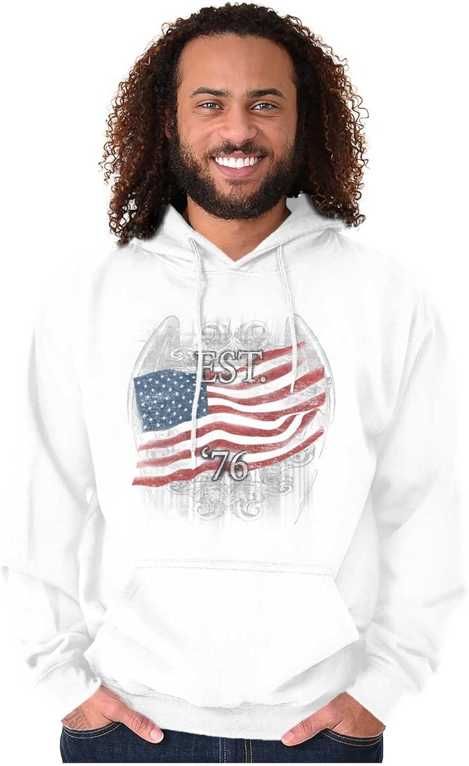 imageClassic Teaze United States Flag Patriotic American Hoodie Sweatshirt Women MenWhite