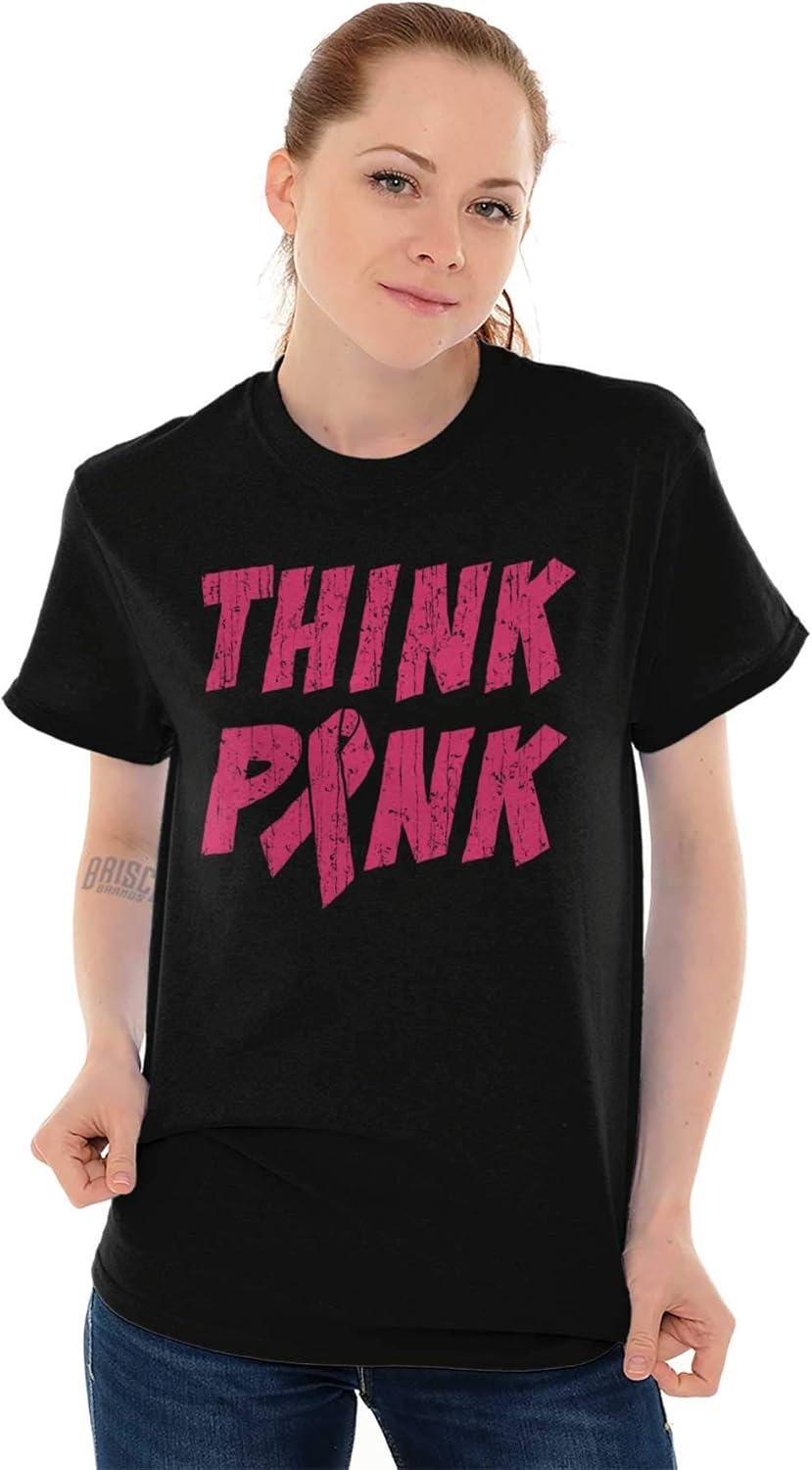 imageThink Pink Breast Cancer Awareness Womens Graphic T Shirt TeesBlack