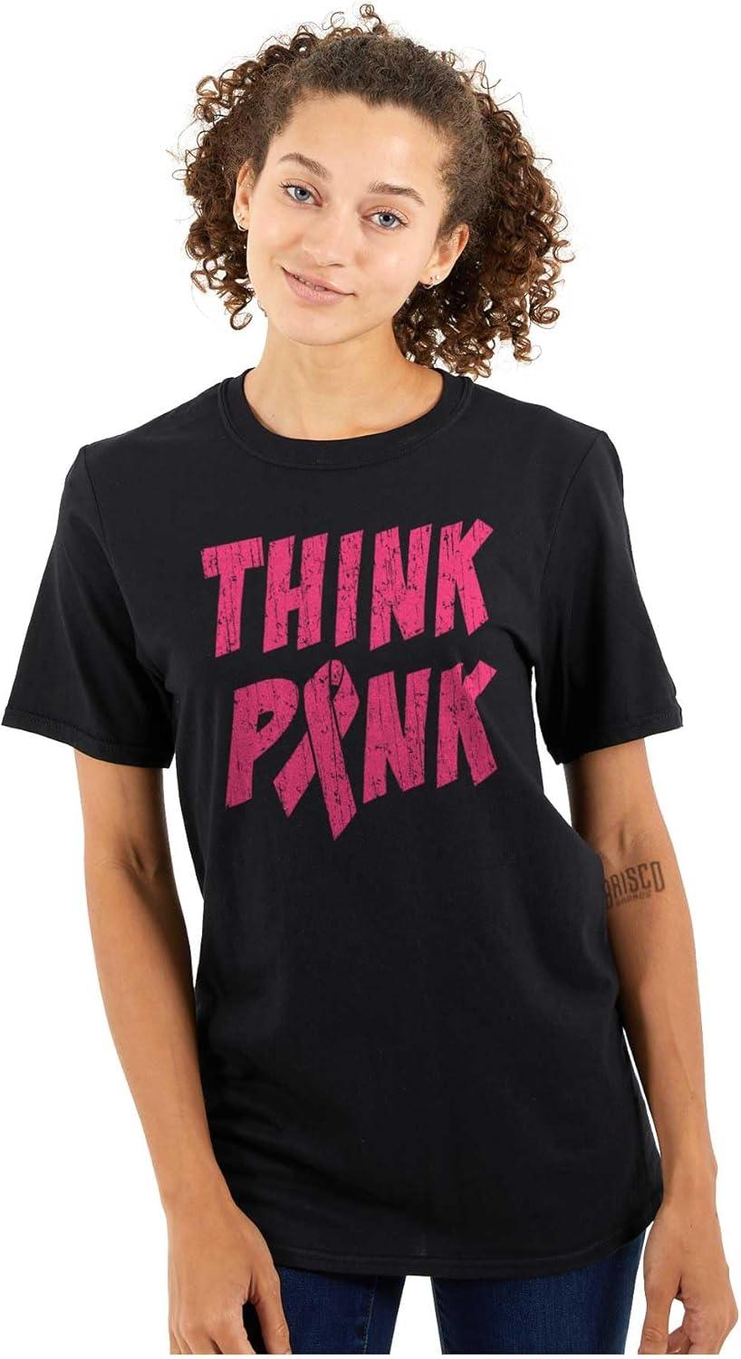 imageThink Pink Breast Cancer Awareness Womens Graphic T Shirt TeesBlack